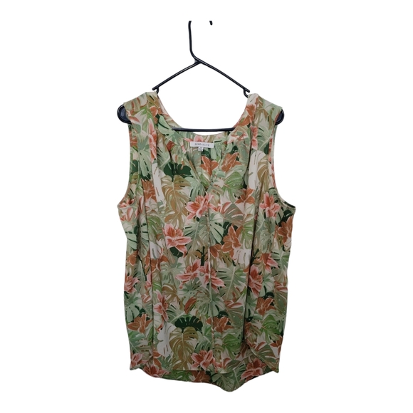 rose +olive Tops - Rose & Olive Ladies Floral Sleeveless Tank Blouse Top Boho V- Neck Plus Size 2X